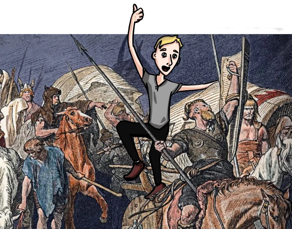 Zeichnung eines Mannes über einem antiken Bild