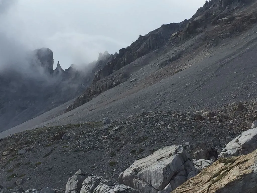 Neblige Berglandschaft