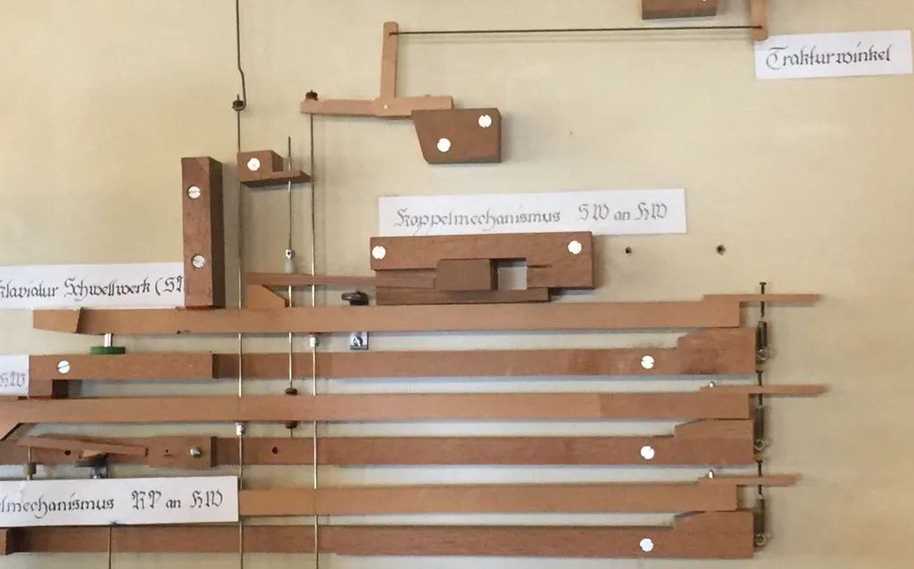 Komplizierter Mechanismus mit Drähten und Hölzern
